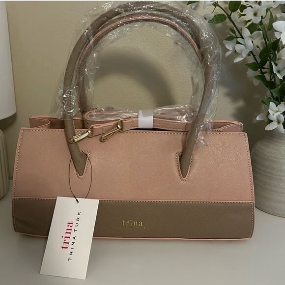 Trina Turk Colorblock Satchel Shoulder Strap Bag - Picture 1 of 9